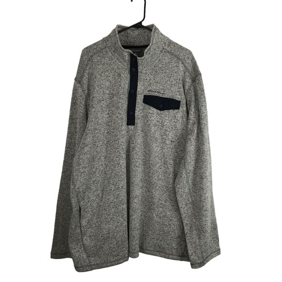 Eddie Bauer Snap‎ Mock Pullover Heather Gray Mens T3XL Zip Pockets Thick Warm - Picture 1 of 7